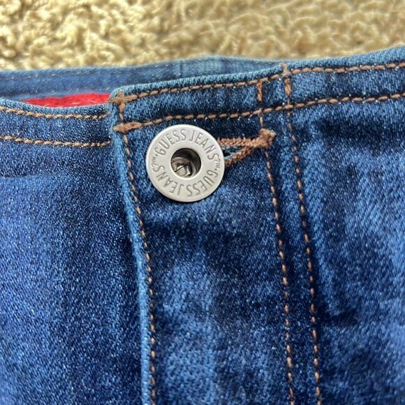 VINTAGE GUESS - Denim Skirt Split in Front Ladies Size 26 Dark Wash - Picture 5 of 11